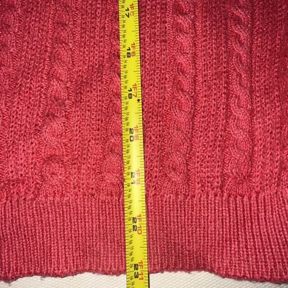 Talbots Sweater Womens Pink Cotton Blend Cable Knit Pullover - Medium Petite - Picture 5 of 7